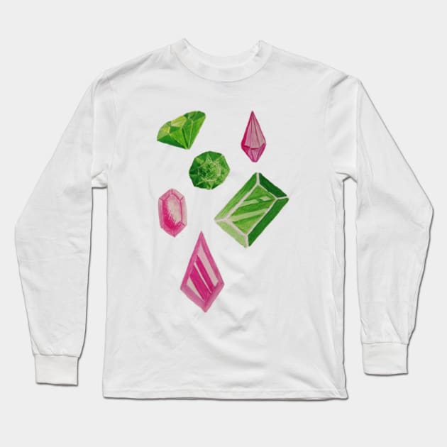 Emeralds and ruby gems Long Sleeve T-Shirt by JewelsNova